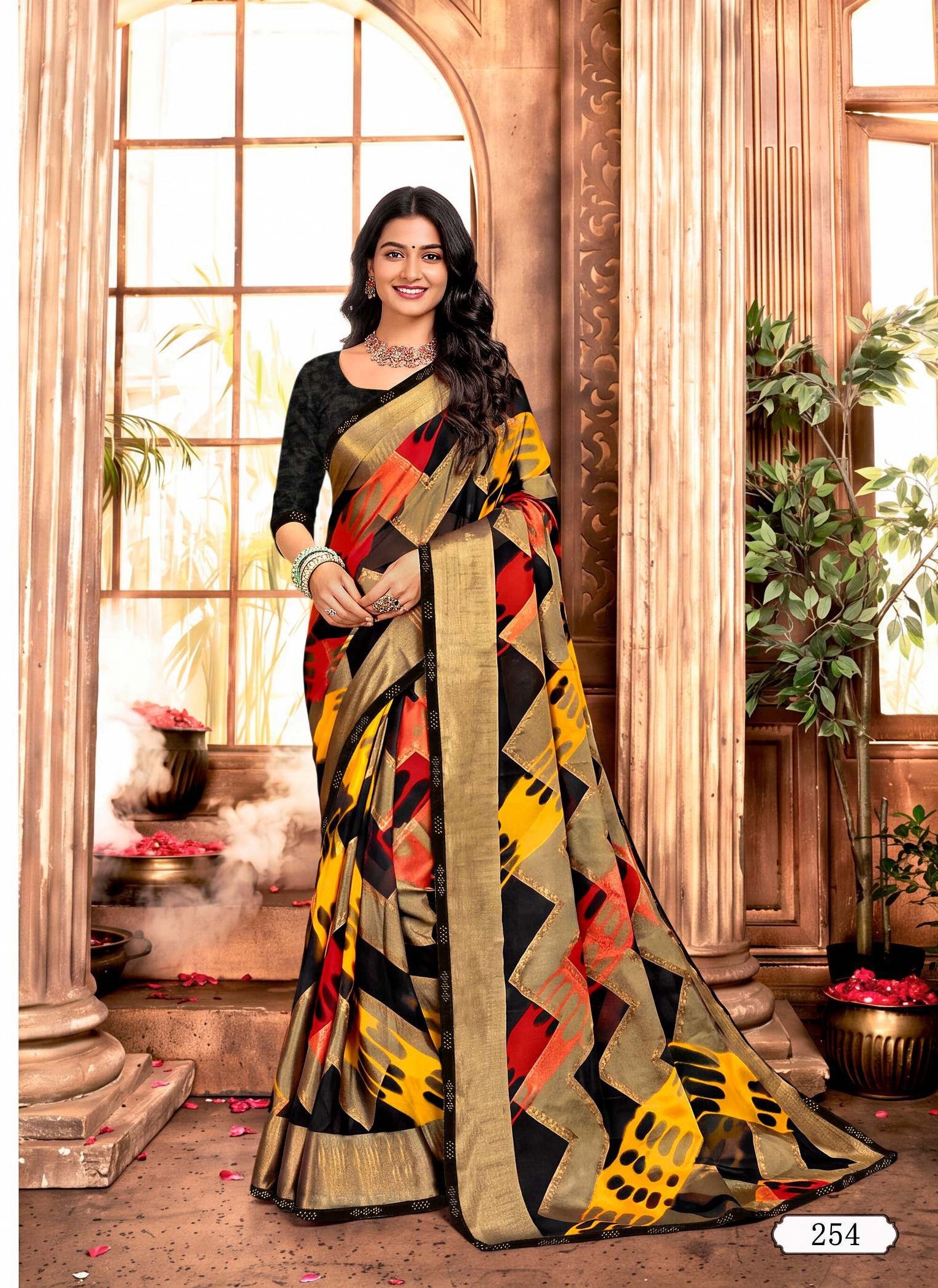 Ladorani Nayab Designer Printed Saree - 8 Pcs Set