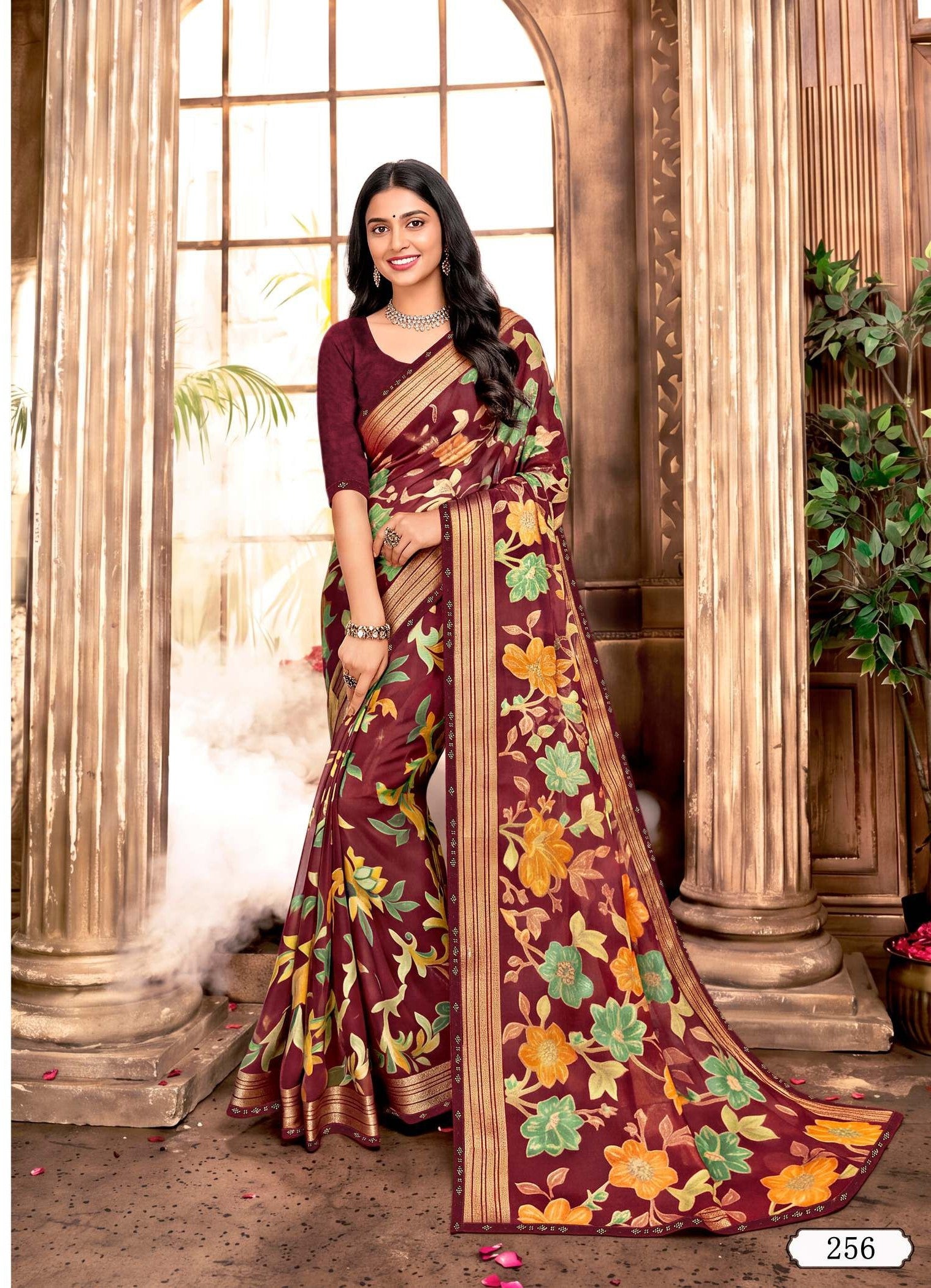 Ladorani Nayab Designer Printed Saree - 8 Pcs Set