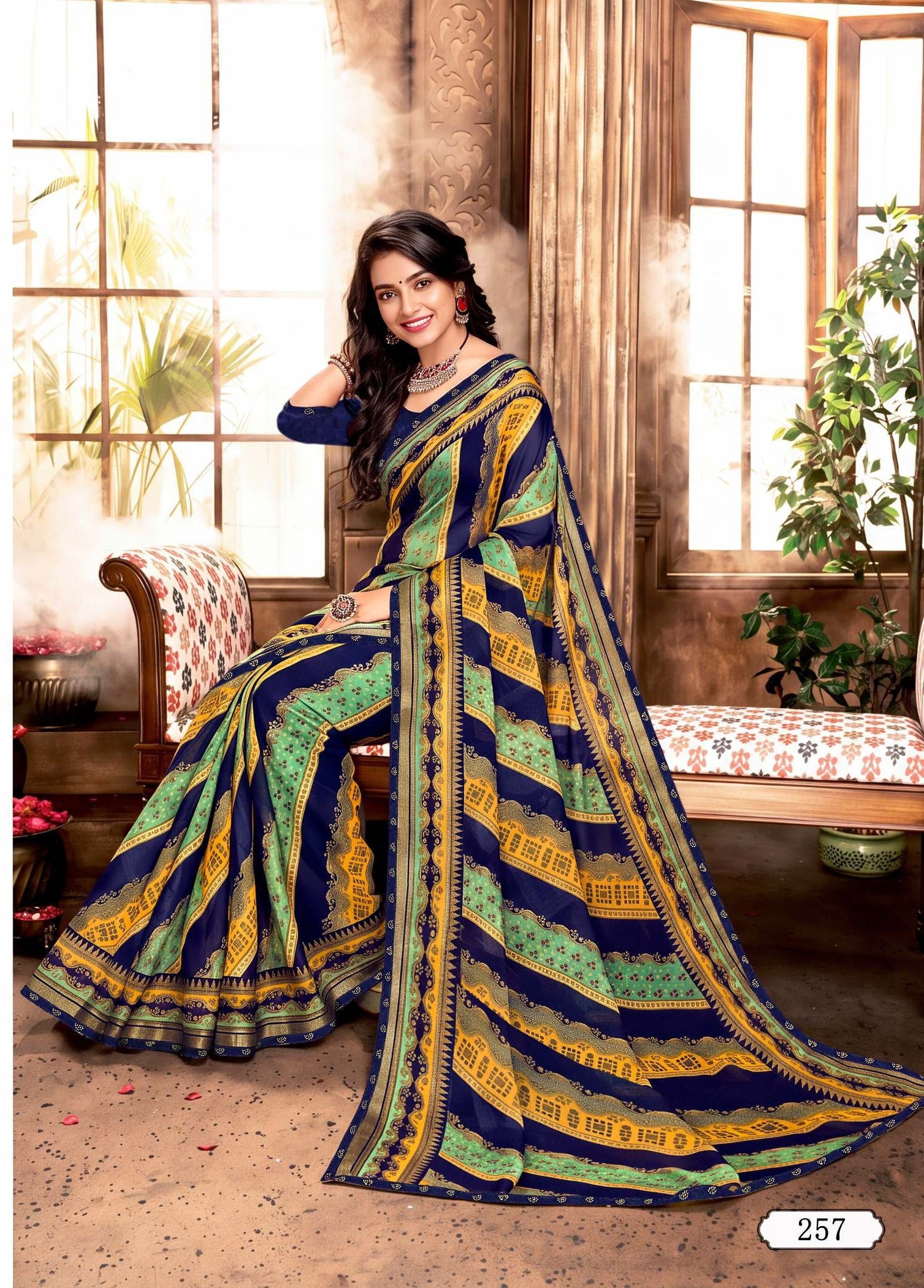 Ladorani Nayab Designer Printed Saree - 8 Pcs Set