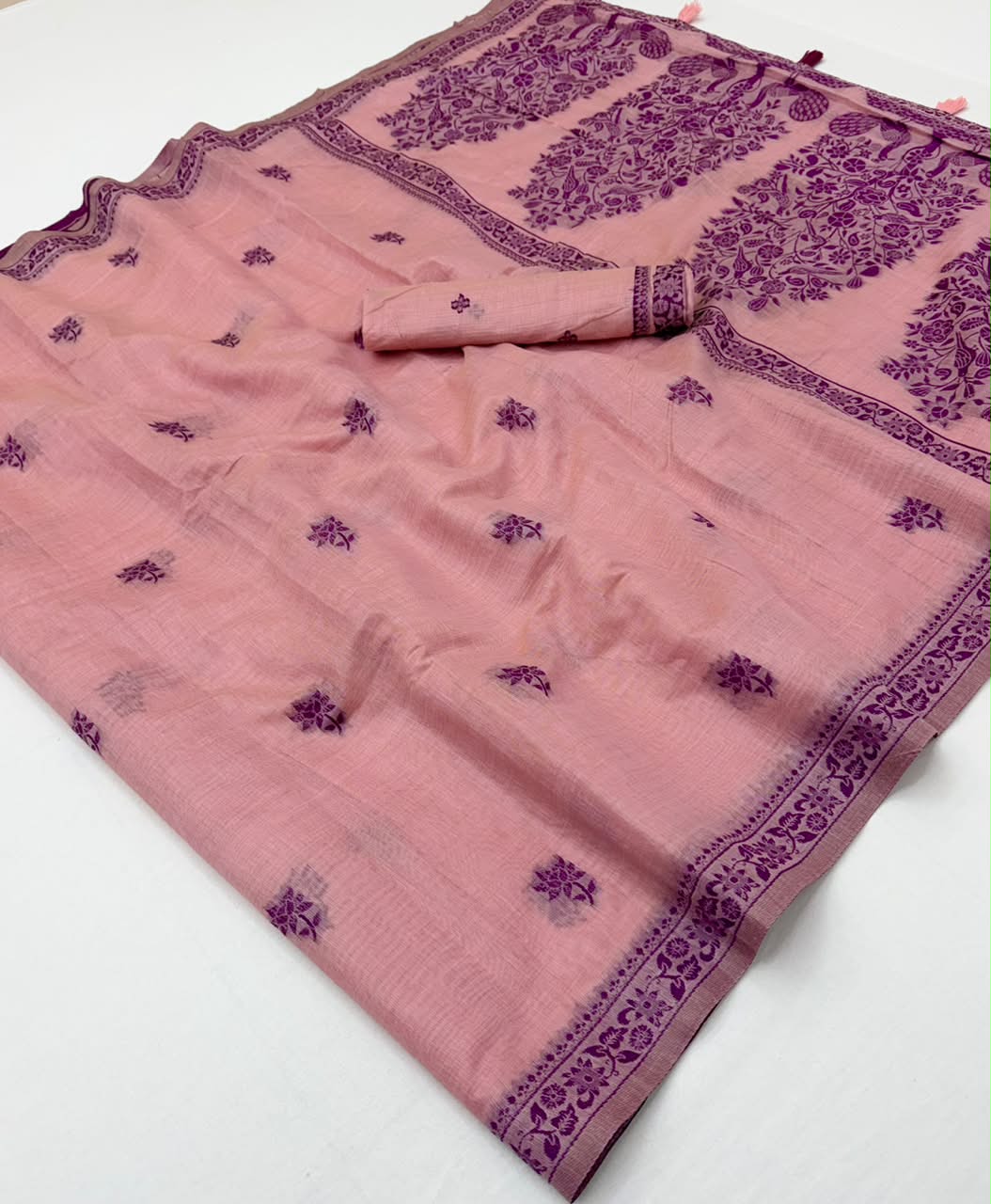 Nakshatra Cotton Saree with Jamdani Style Weaving-6 Pcs Set.