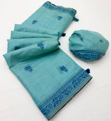 Nakshatra Cotton Saree with Jamdani Style Weaving-6 Pcs Set.