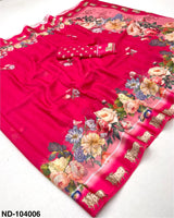 Nandi Soft Georgette Saree with Satin Border & Pichwai Print-7 Pcs Set.