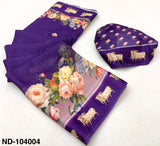 Nandi Soft Georgette Saree with Satin Border & Pichwai Print-7 Pcs Set.