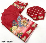 Nandi Soft Georgette Saree with Satin Border & Pichwai Print-7 Pcs Set.