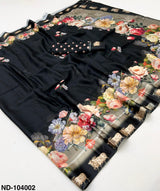 Nandi Soft Georgette Saree with Satin Border & Pichwai Print-7 Pcs Set.