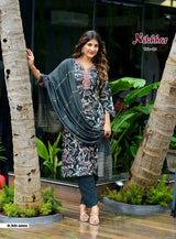 Nikhaar Vol 3 – Straight Kurti with Pant & Jacquard Dupatta | Rayon Foil Print & Embroidery | 8 Designs – M.R. Saree Emporium
