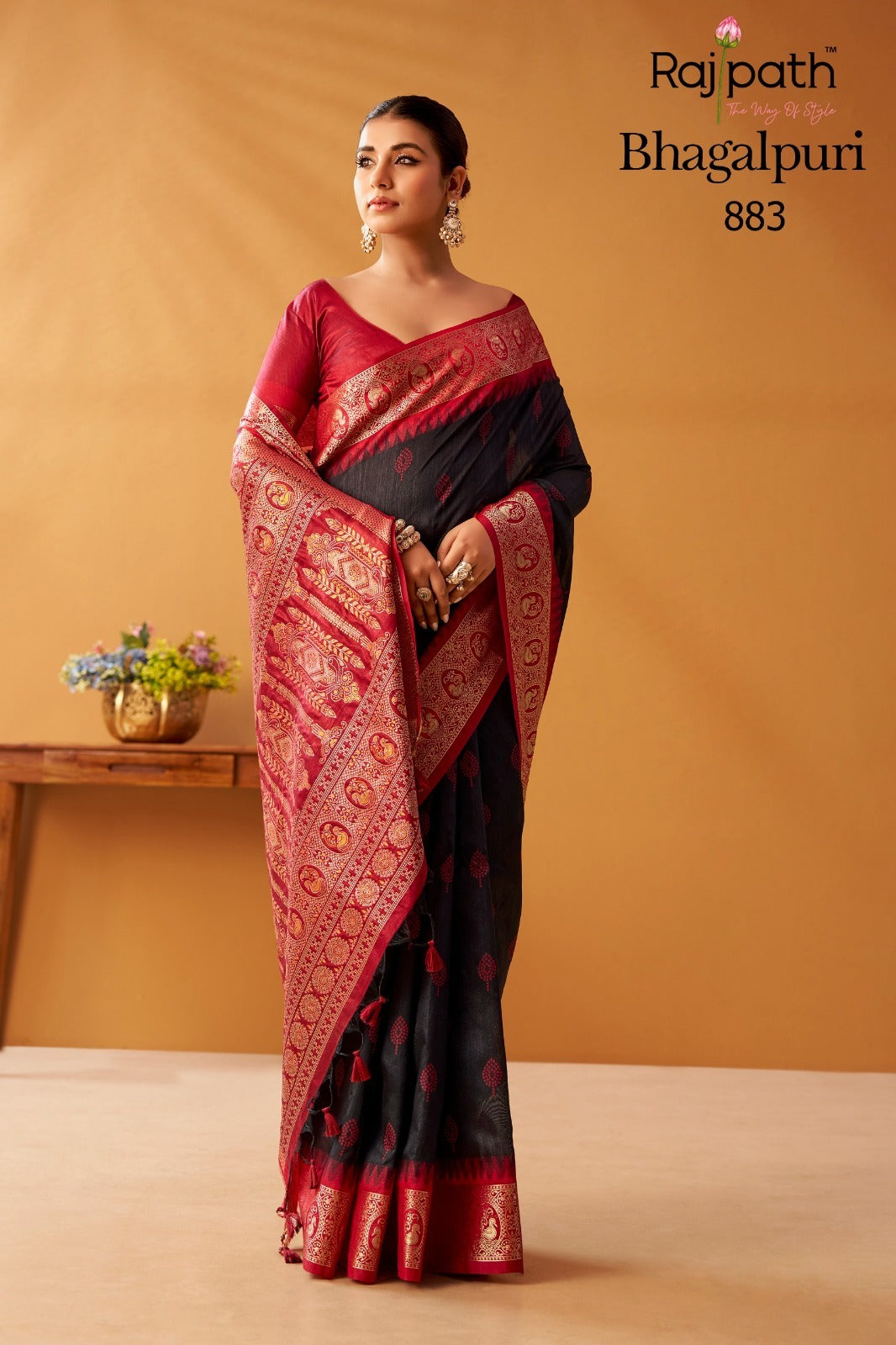 RajPath Nova Tussar Modal Fancy Cotton Saree - 6 PCS Set