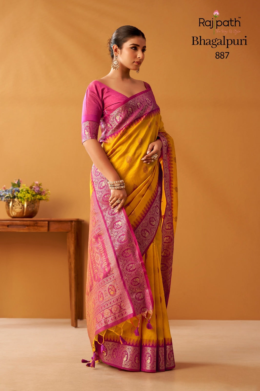 RajPath Nova Tussar Modal Fancy Cotton Saree - 6 PCS Set