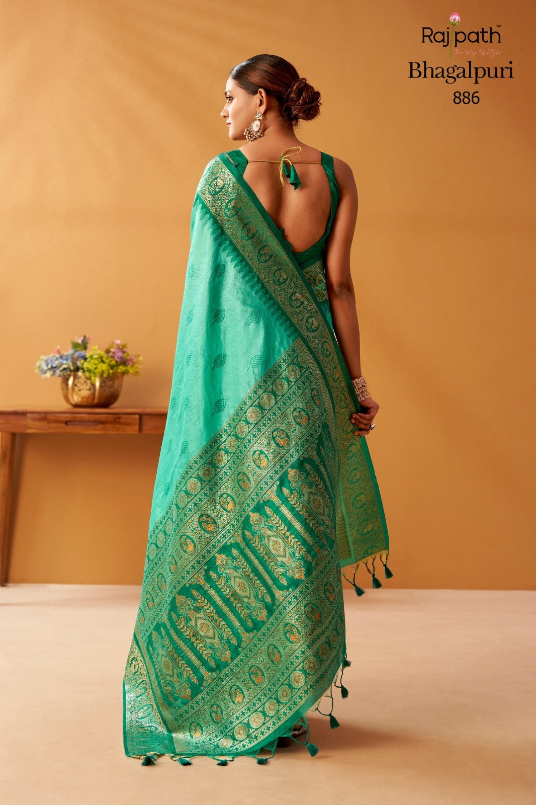 RajPath Nova Tussar Modal Fancy Cotton Saree - 6 PCS Set