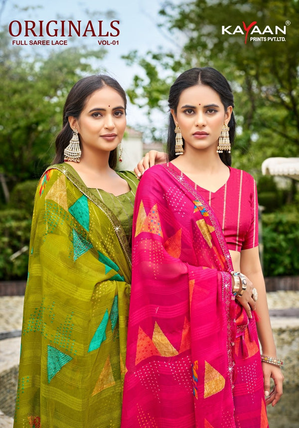 Originals Vol-01 Georgette Fancy Print Saree with Fancy Lace Border – M.R. Saree Emporium