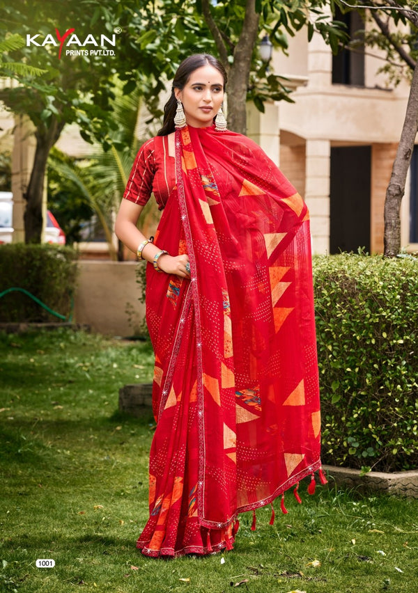 Originals Vol-01 Georgette Fancy Print Saree with Fancy Lace Border – M.R. Saree Emporium