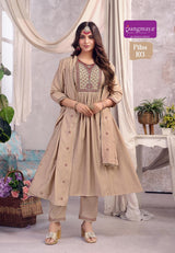 PIHU Roman Silk Kurti Pant Dupatta Set for Women
