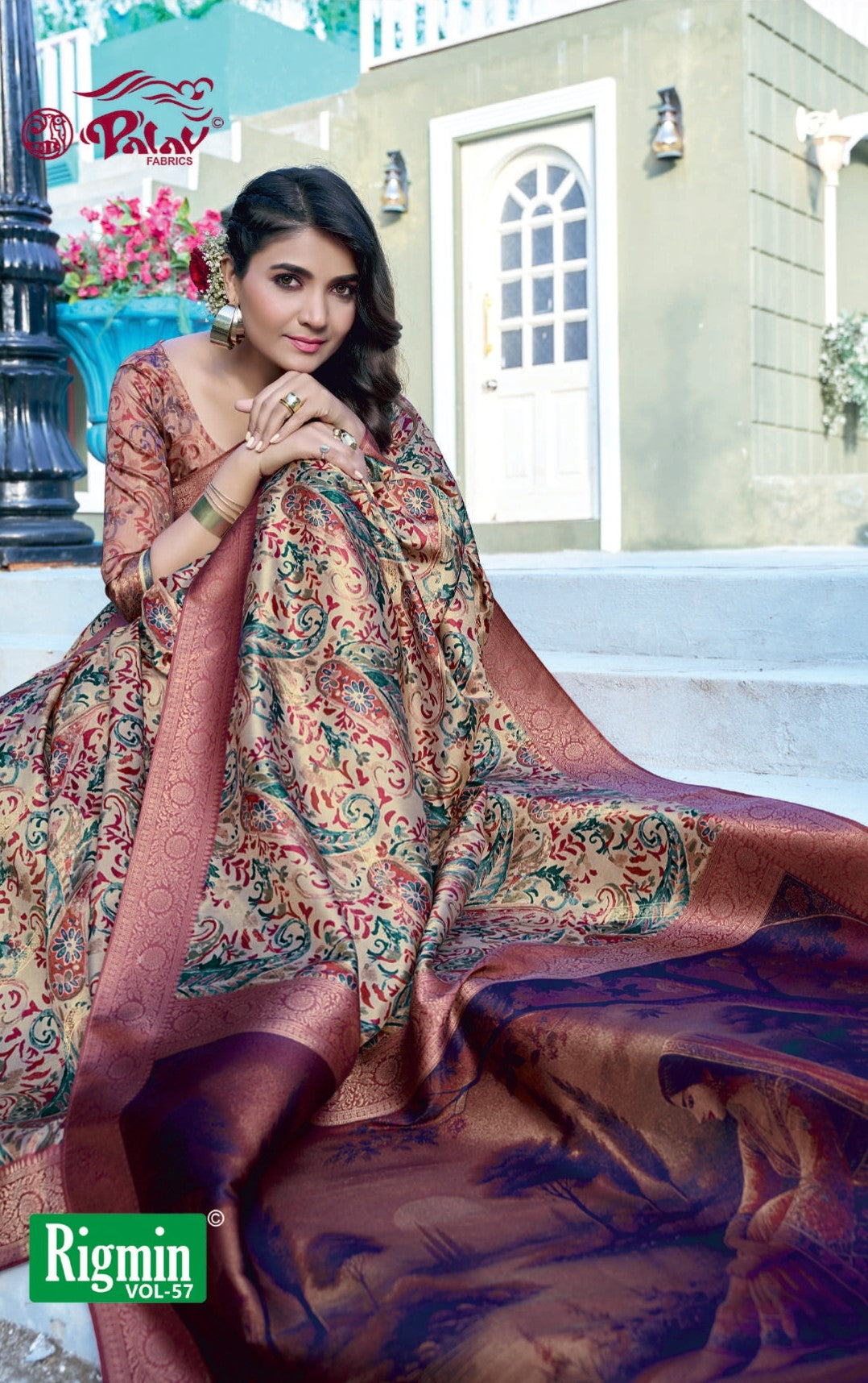 Palav Fabrics Rigmin Vol-57 Silk Digital Fancy Print Saree Set – 12 Pcs -M.R. Saree Emporium