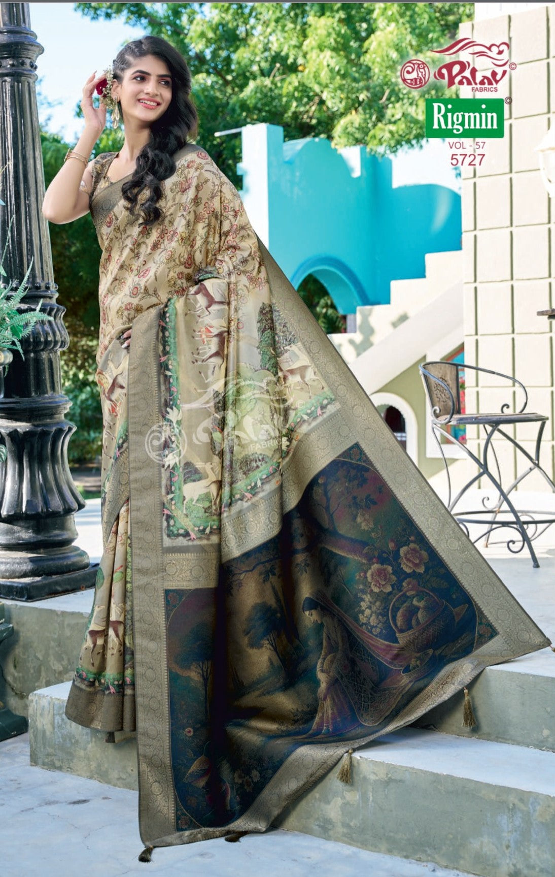 Palav Fabrics Rigmin Vol-57 Silk Digital Fancy Print Saree Set – 12 Pcs -M.R. Saree Emporium