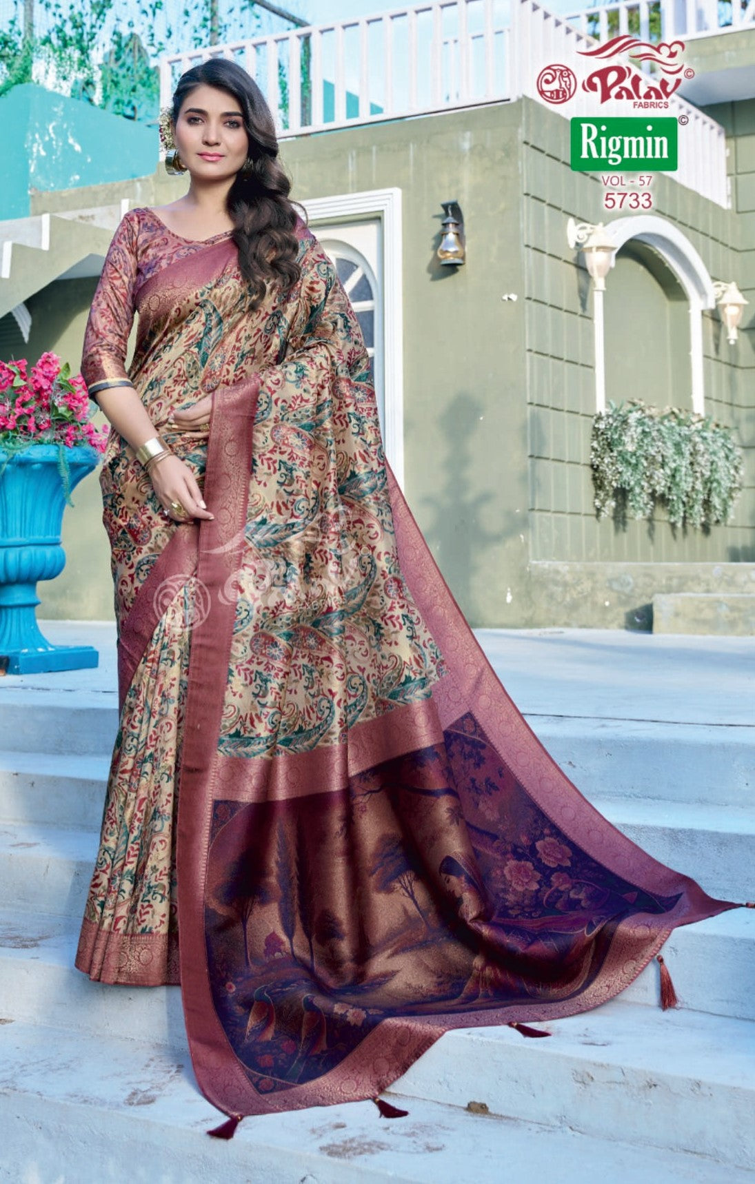 Palav Fabrics Rigmin Vol-57 Silk Digital Fancy Print Saree Set – 12 Pcs -M.R. Saree Emporium