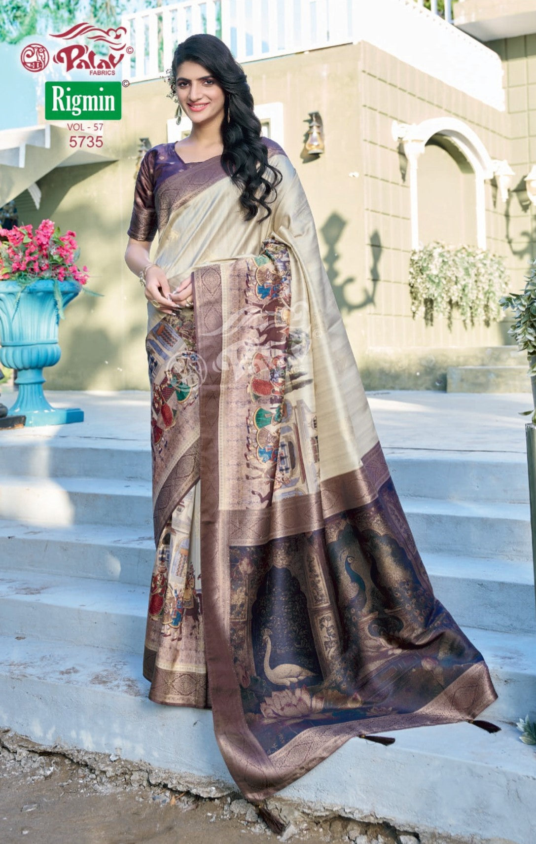 Palav Fabrics Rigmin Vol-57 Silk Digital Fancy Print Saree Set – 12 Pcs -M.R. Saree Emporium