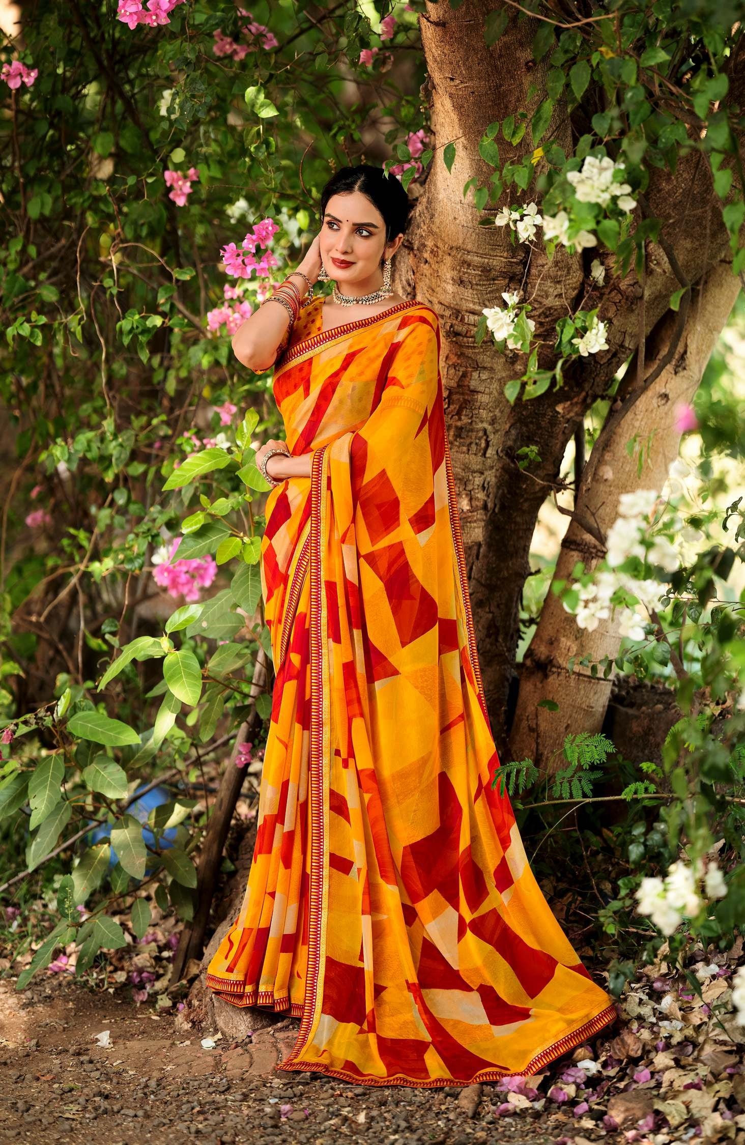 Krishnaleela Panghat-4 Georgette Printed Saree - 8 PCS Set