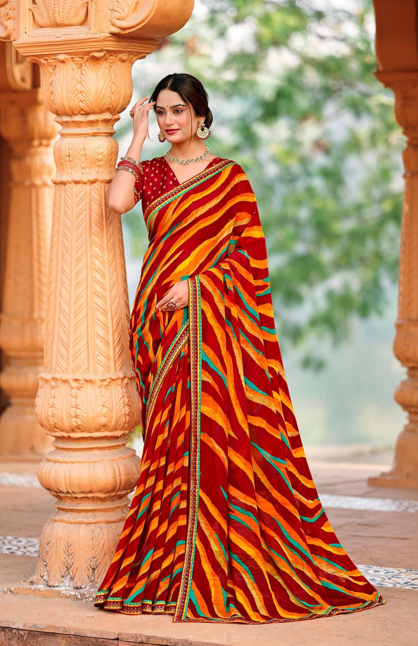 Krishnaleela Panghat-4 Georgette Printed Saree - 8 PCS Set