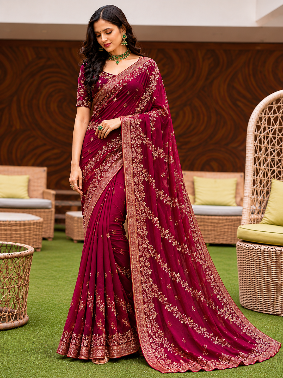 Exclusive Embroidery Border Saree Set Of 4 Colors – Heavy Work Designer Saree-M.R. Saree Emporium