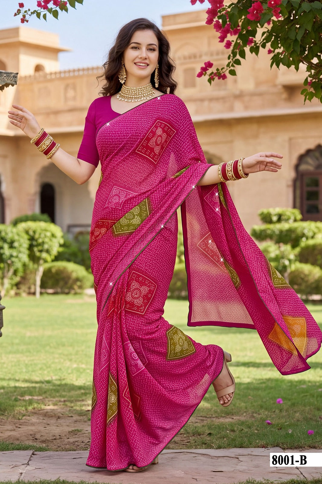 Parvana Saree Vol 08 - Fancy Swarovski Work Saree 6 Pcs Set