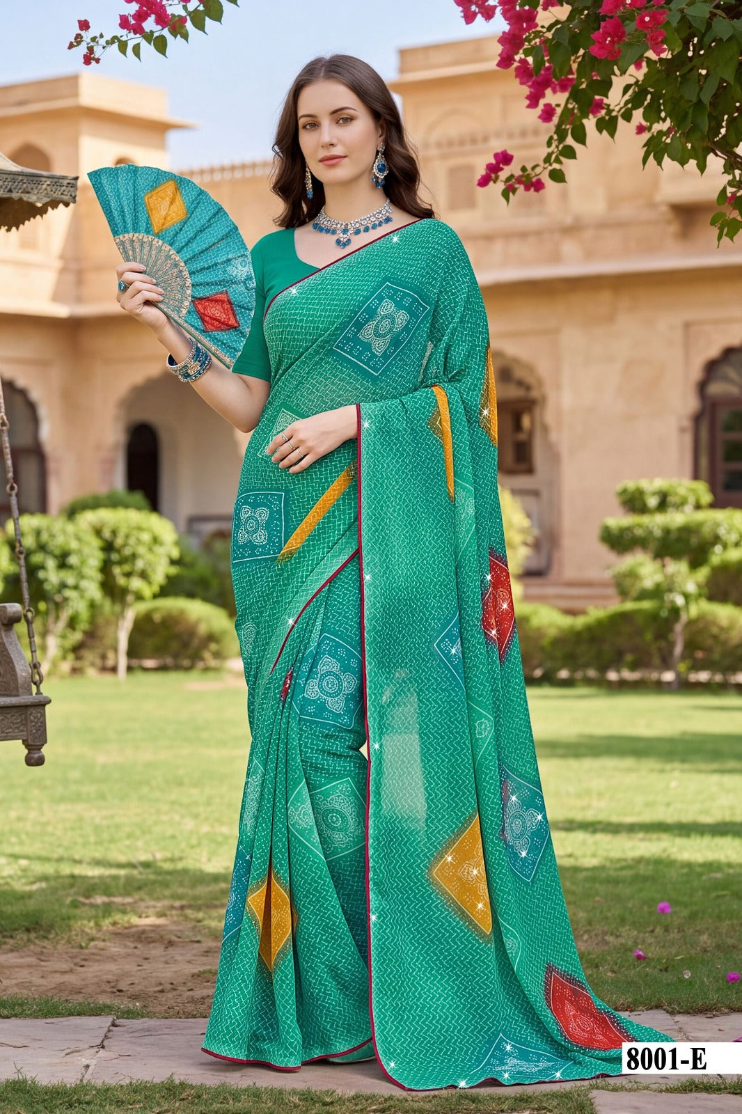 Parvana Saree Vol 08 - Fancy Swarovski Work Saree 6 Pcs Set
