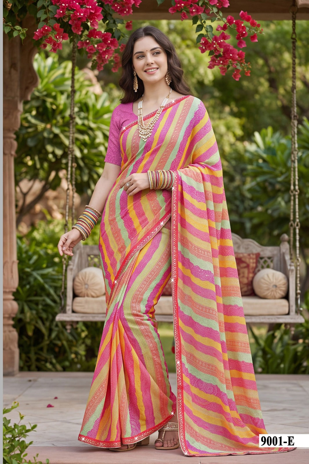 Parvana Vol 09 - Fancy Swarovski Printed Saree 6 Pcs Set