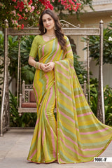 Parvana Vol 09 - Fancy Swarovski Printed Saree 6 Pcs Set