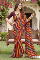 Parvana Vol 10 - Fancy Swarovski Printed Saree 6 Pcs Set