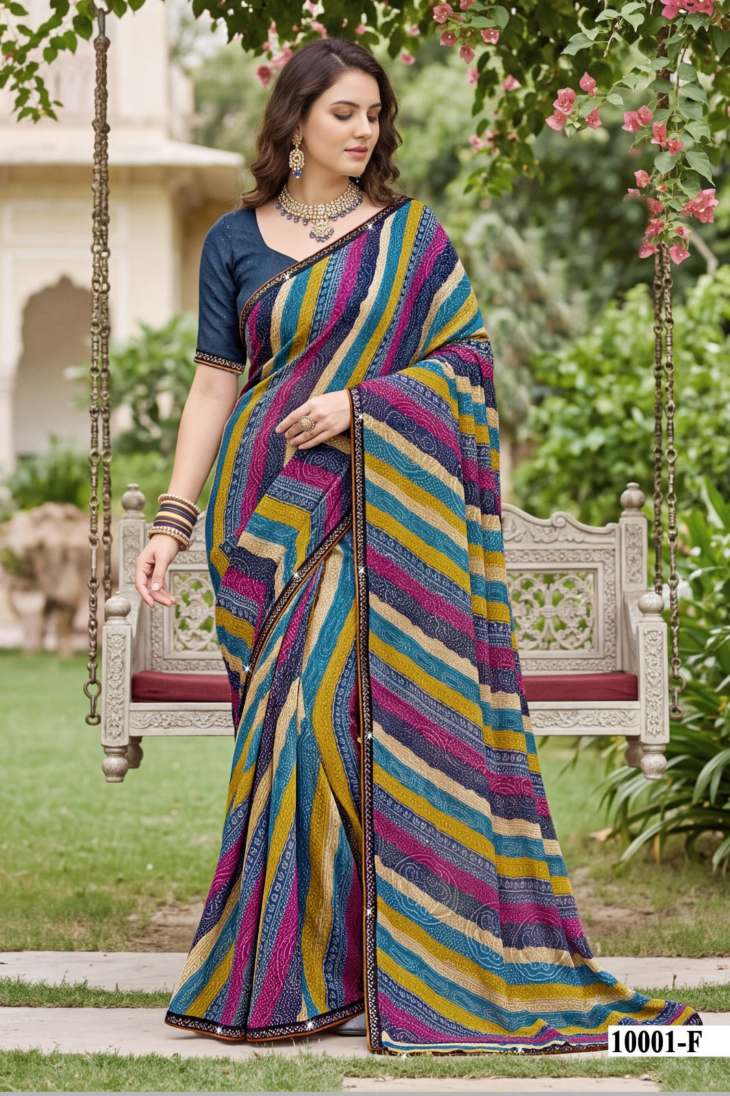 Parvana Vol 10 - Fancy Swarovski Printed Saree 6 Pcs Set