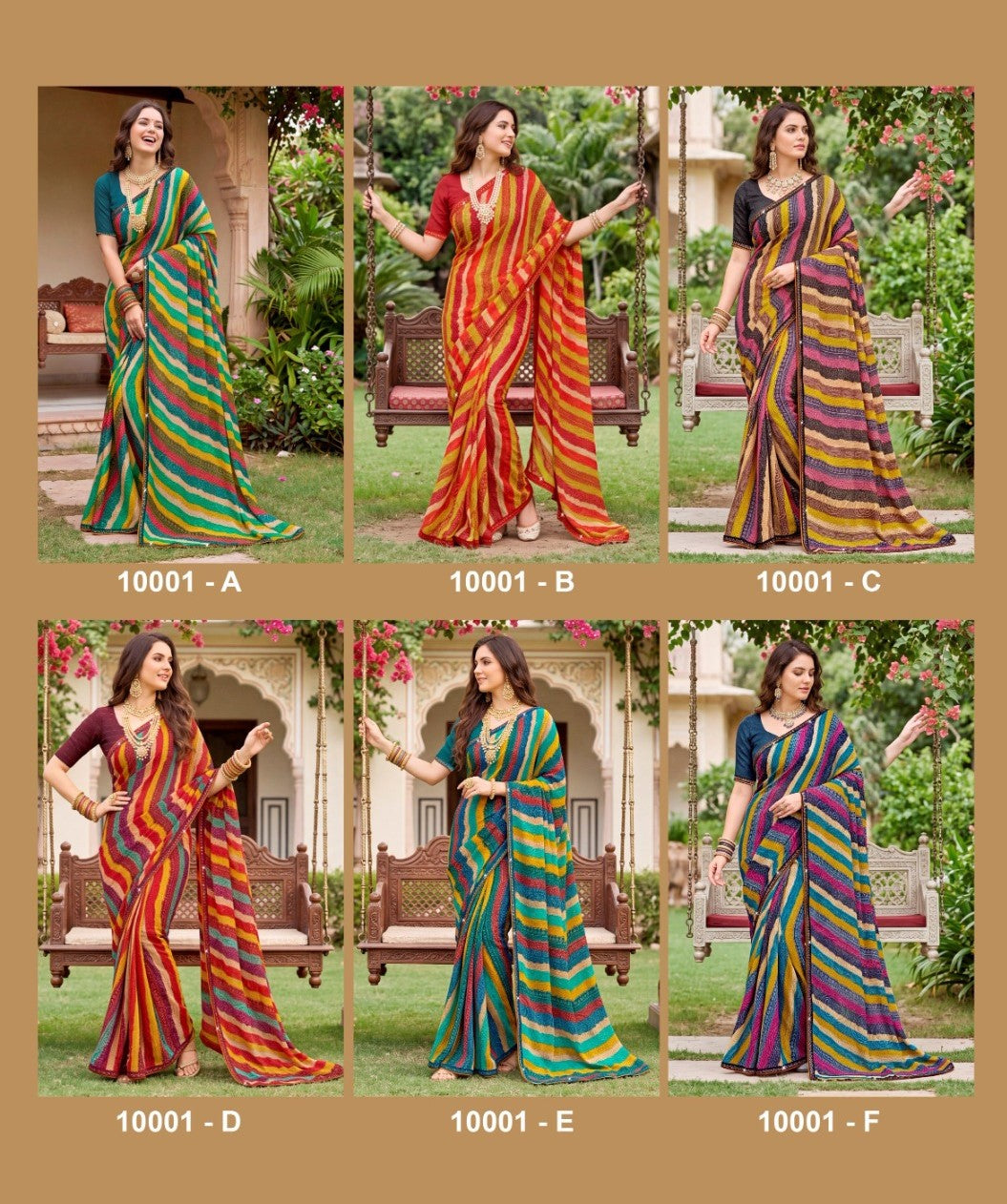 Parvana Vol 10 - Fancy Swarovski Printed Saree 6 Pcs Set