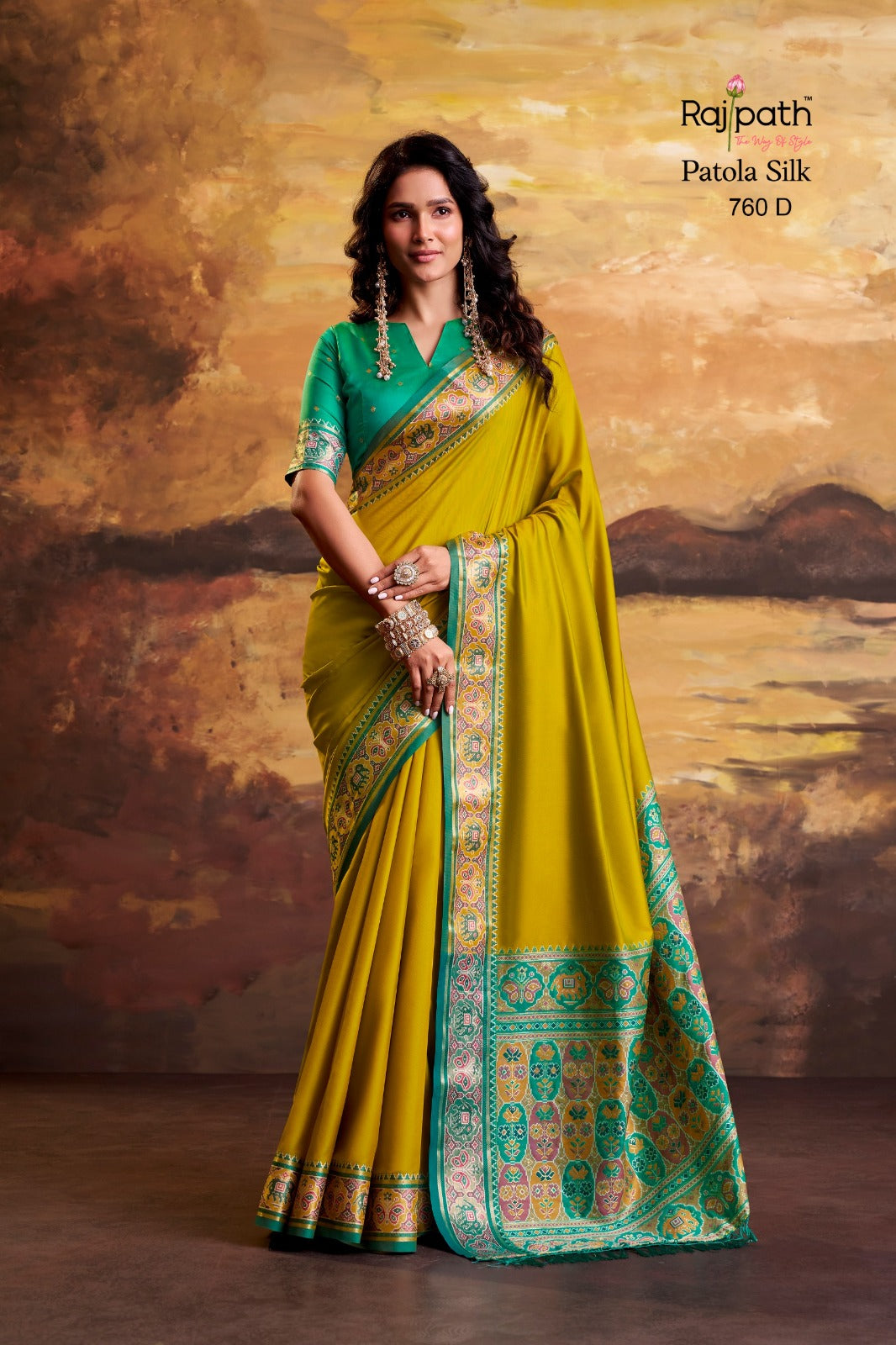 RajPath Fabrics Vrindavan Silk Vol-02 Patola Silk Saree - 6 Pcs Set