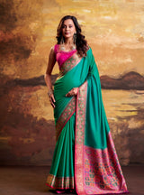 Patola Silk Designer Saree with Woven Border - Single Piece