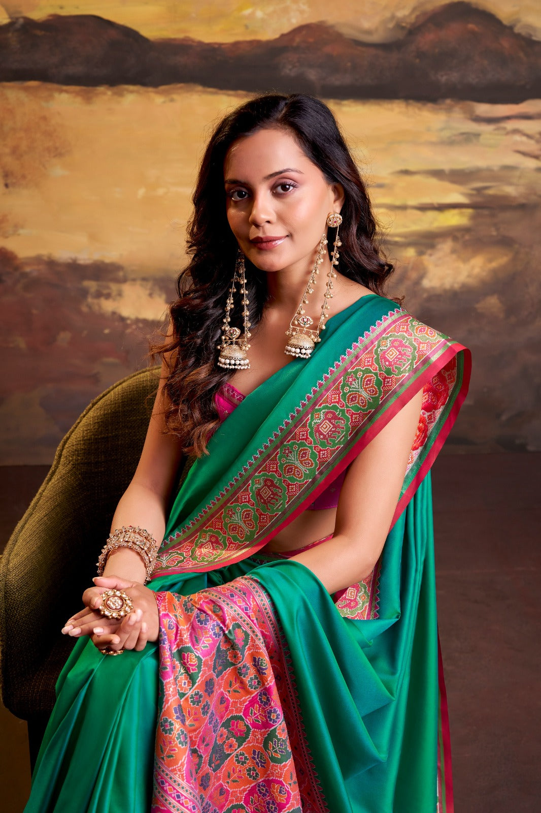 Patola Silk Designer Saree with Woven Border - Single Piece