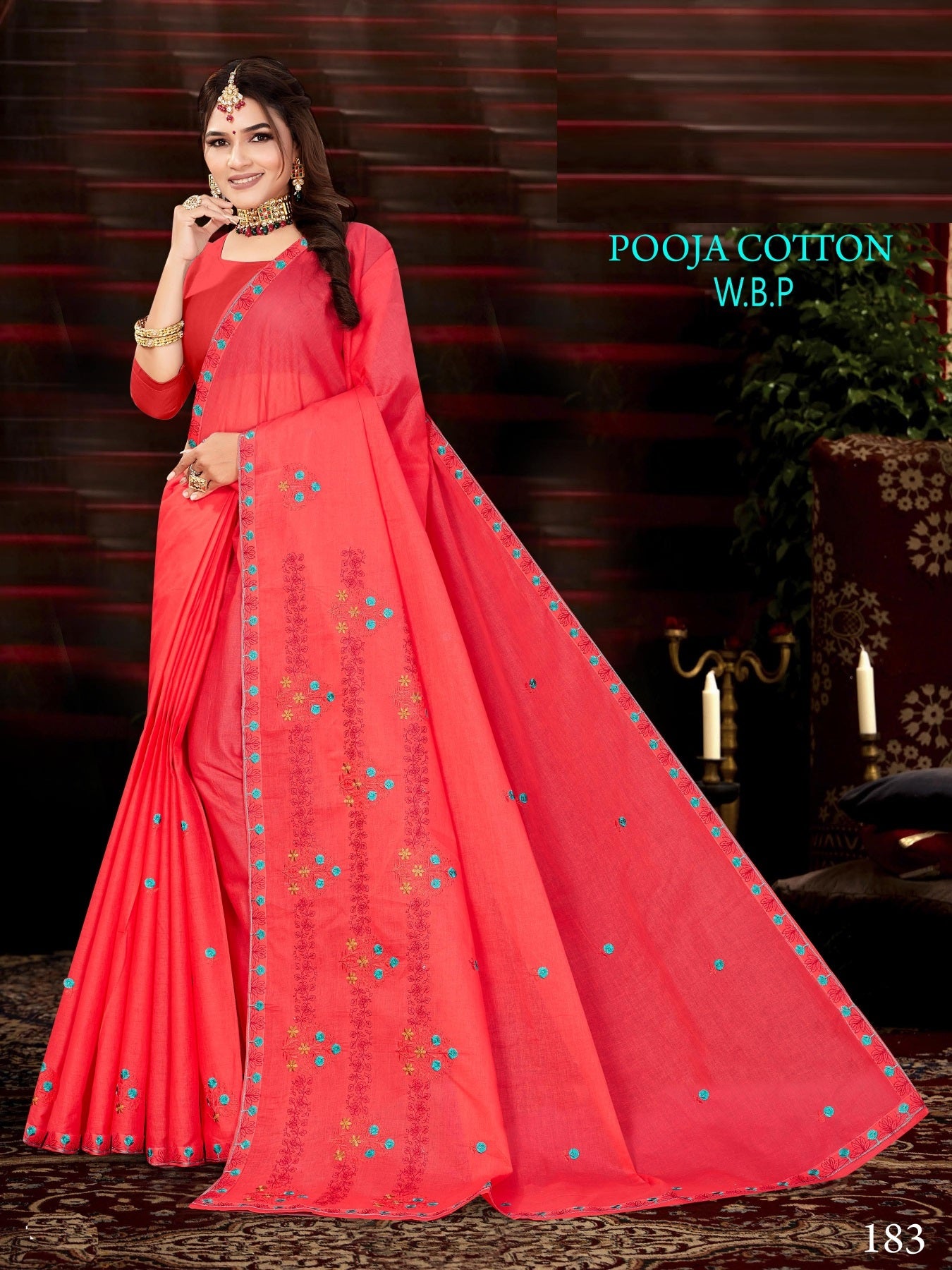 Pooja Cotton Work Saree W.B.P – Set of 8 Pcs -M.R. Saree Emporium