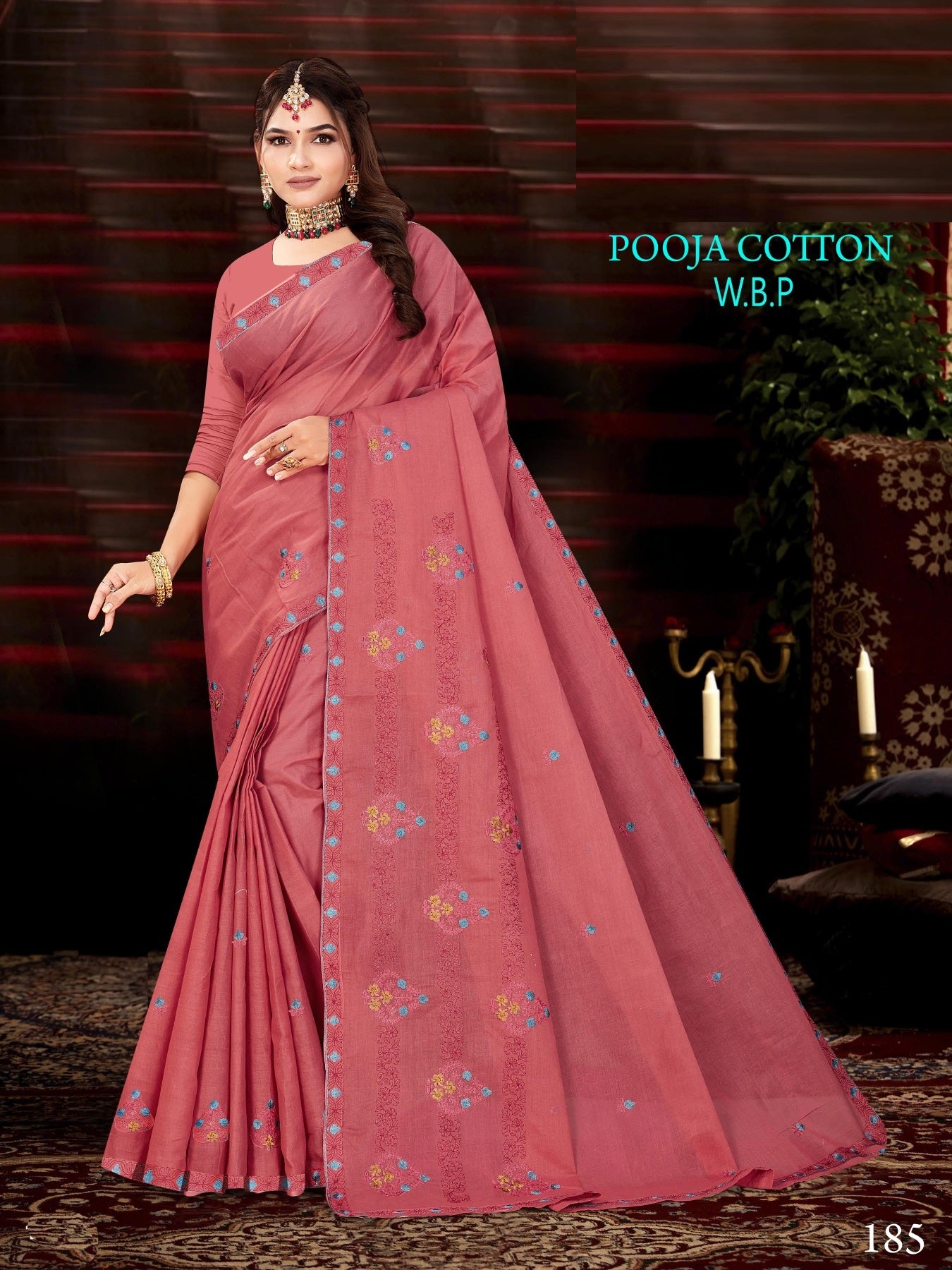 Pooja Cotton Work Saree W.B.P – Set of 8 Pcs -M.R. Saree Emporium