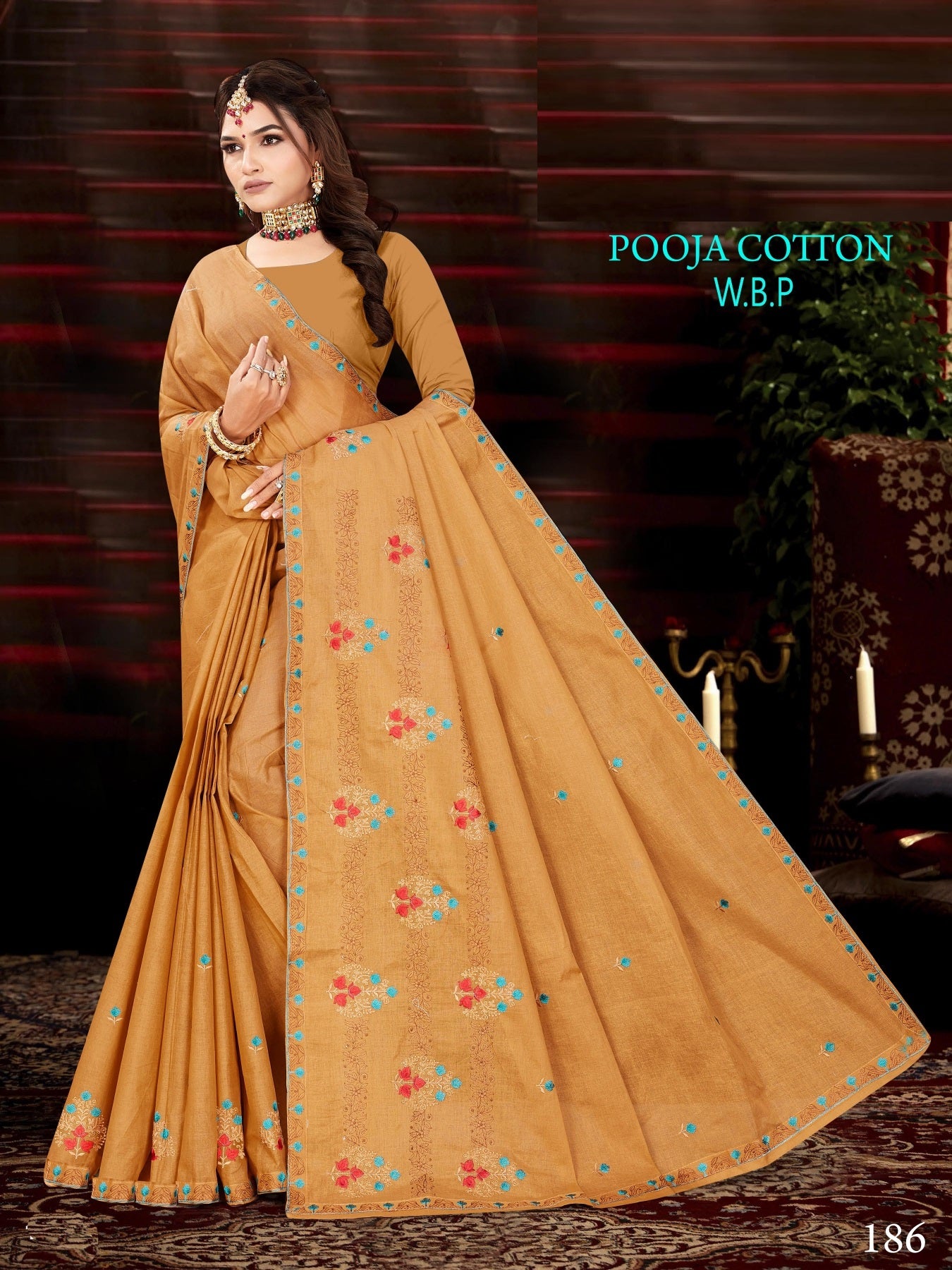 Pooja Cotton Work Saree W.B.P – Set of 8 Pcs -M.R. Saree Emporium