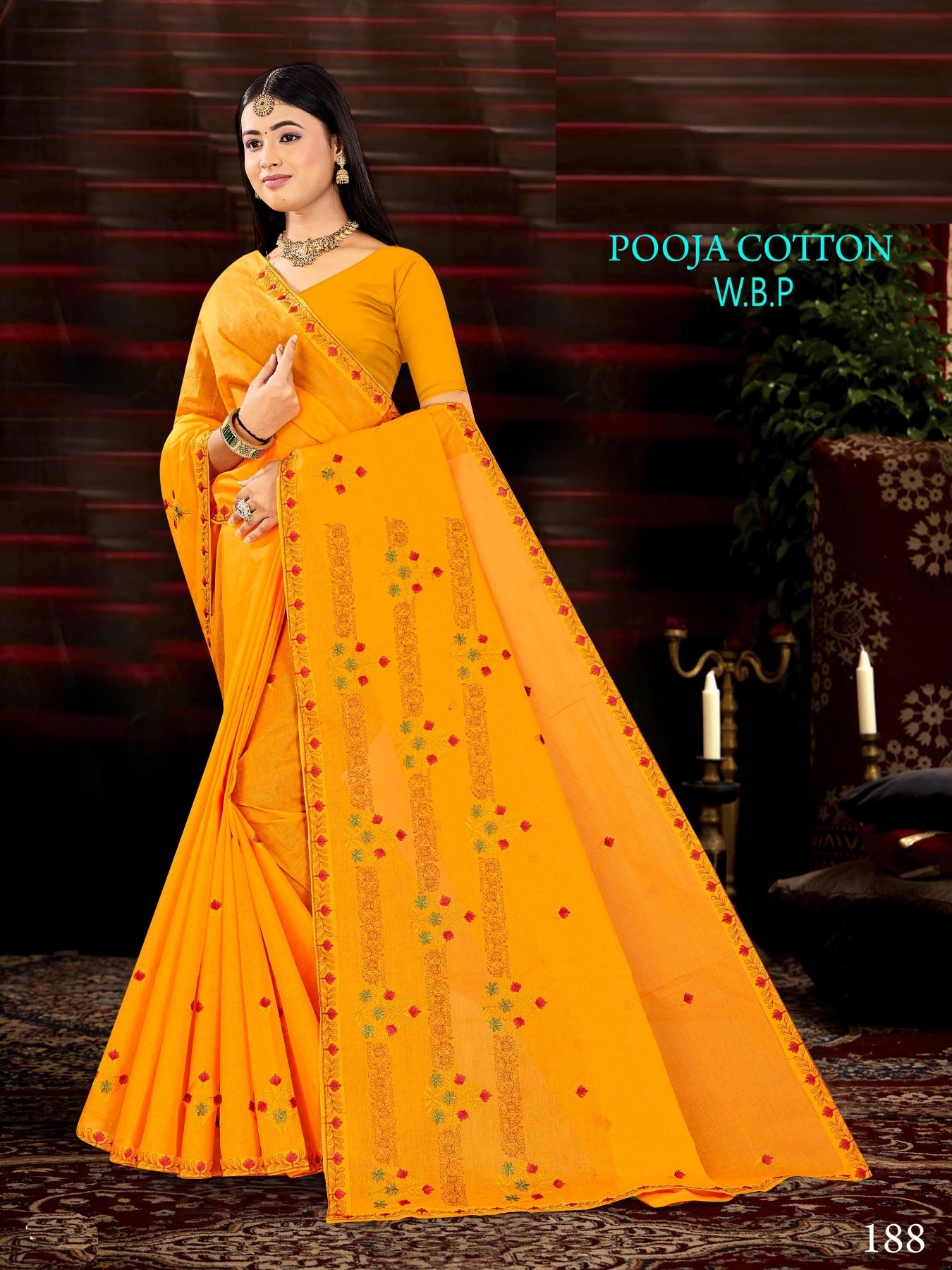 Pooja Cotton Work Saree W.B.P – Set of 8 Pcs -M.R. Saree Emporium