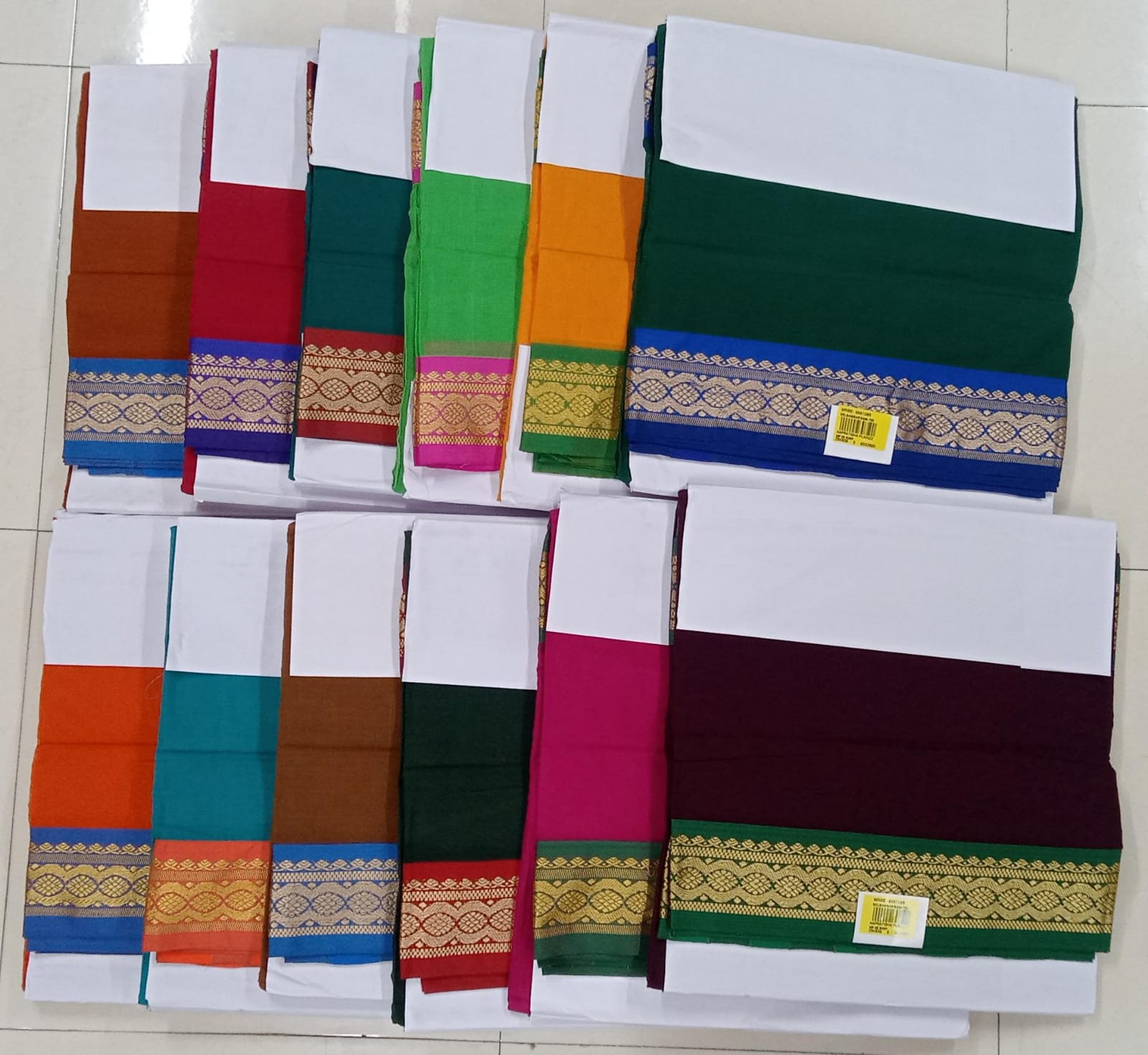 Pratibha Plain Cotton Saree Collection – 12 PCS Set Traditional Zari Border-M.R. Saree Emporium