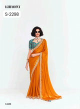 S-2298 Premium Pure Fancy Tissue Saree with Designer Contrast Handwork Blouse