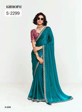 S-2299 Premium Pure Fancy Tissue Saree with Designer Contrast Handwork Blouse