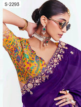 Kimora Deevangi Vol-33 Premium Pure Fancy Tissue Saree with Designer Contrast Handwork Blouse
