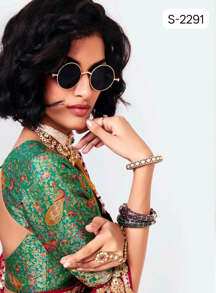 Kimora Deevangi Vol-33 Premium Pure Fancy Tissue Saree with Designer Contrast Handwork Blouse
