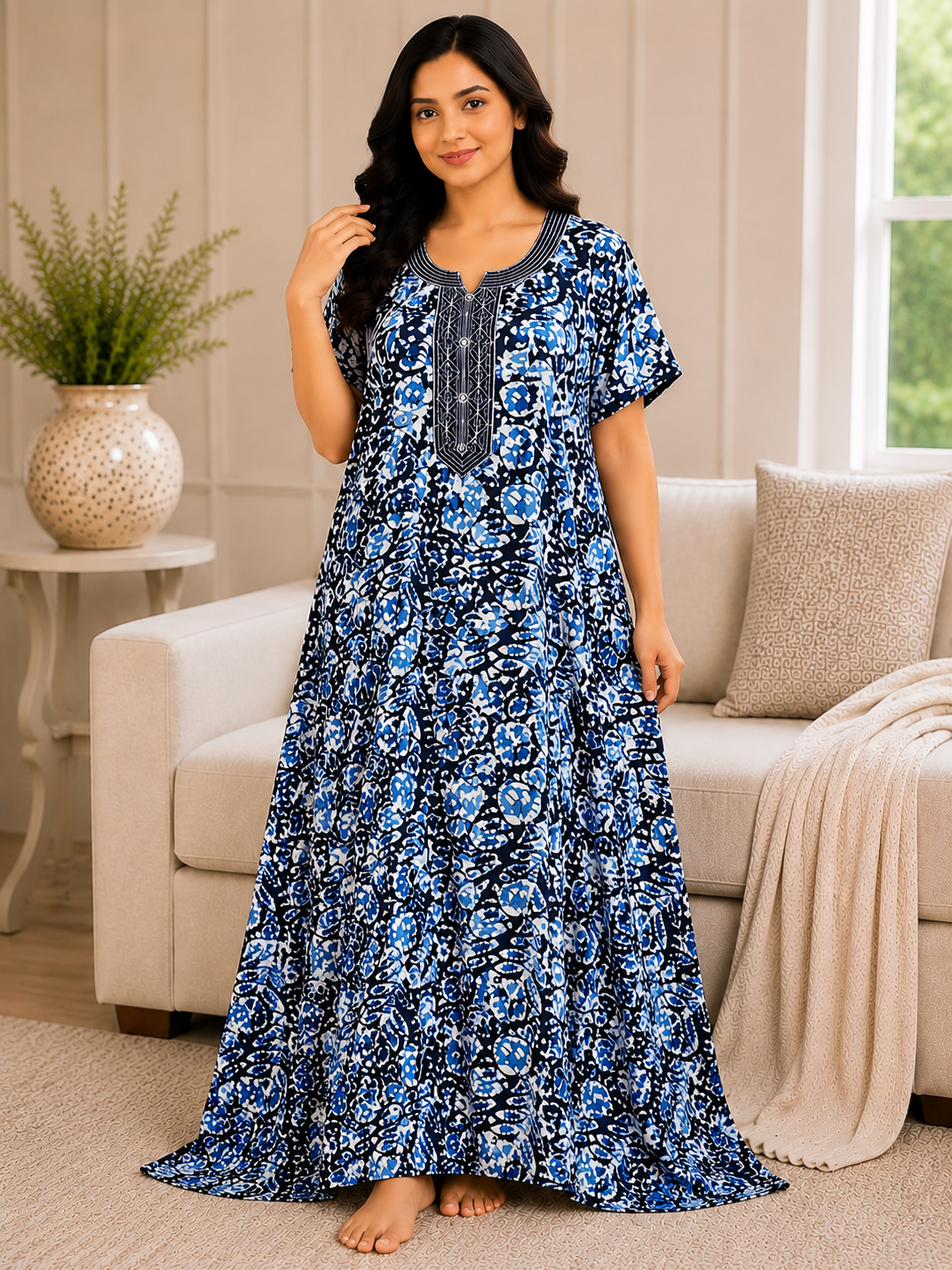 Premium Soft Cotton Printed Nighty - 5 Pcs Set