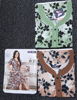 Soft Rayon Printed Nighty – 2 Pcs Set