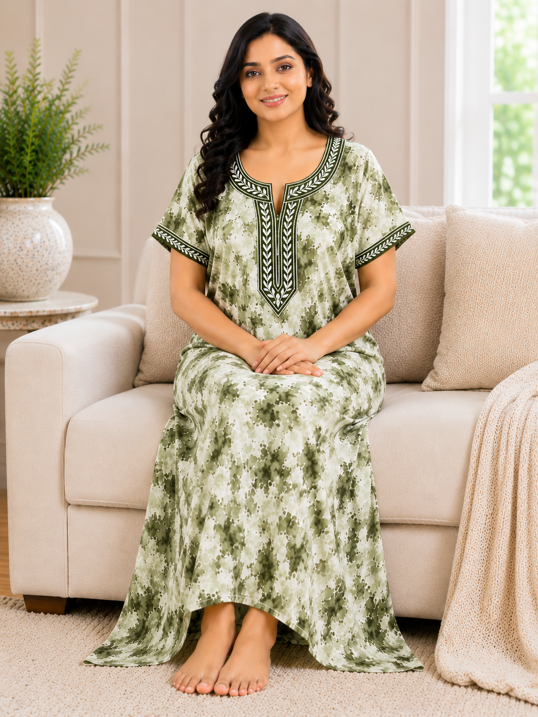 Premium Soft Cotton Printed Nighty - 5 Pcs Set
