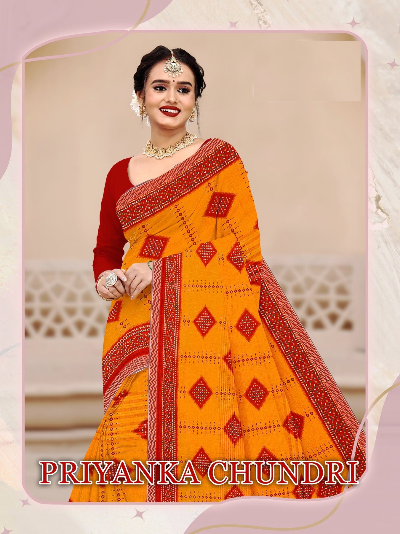 Priyanka Chundri Fancy Cotton Printed Saree – 10 Pcs Set M.R. Saree Emporium