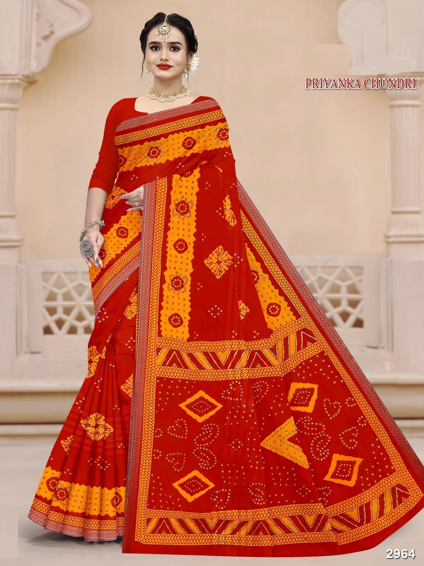 Priyanka Chundri Fancy Cotton Printed Saree – 10 Pcs Set M.R. Saree Emporium