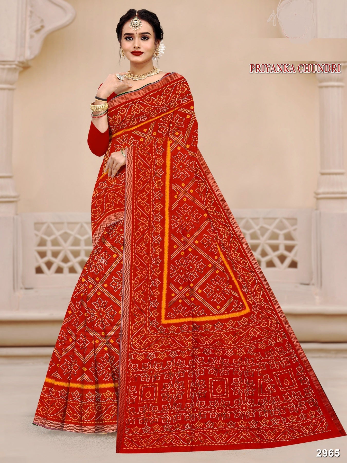 Priyanka Chundri Fancy Cotton Printed Saree – 10 Pcs Set M.R. Saree Emporium