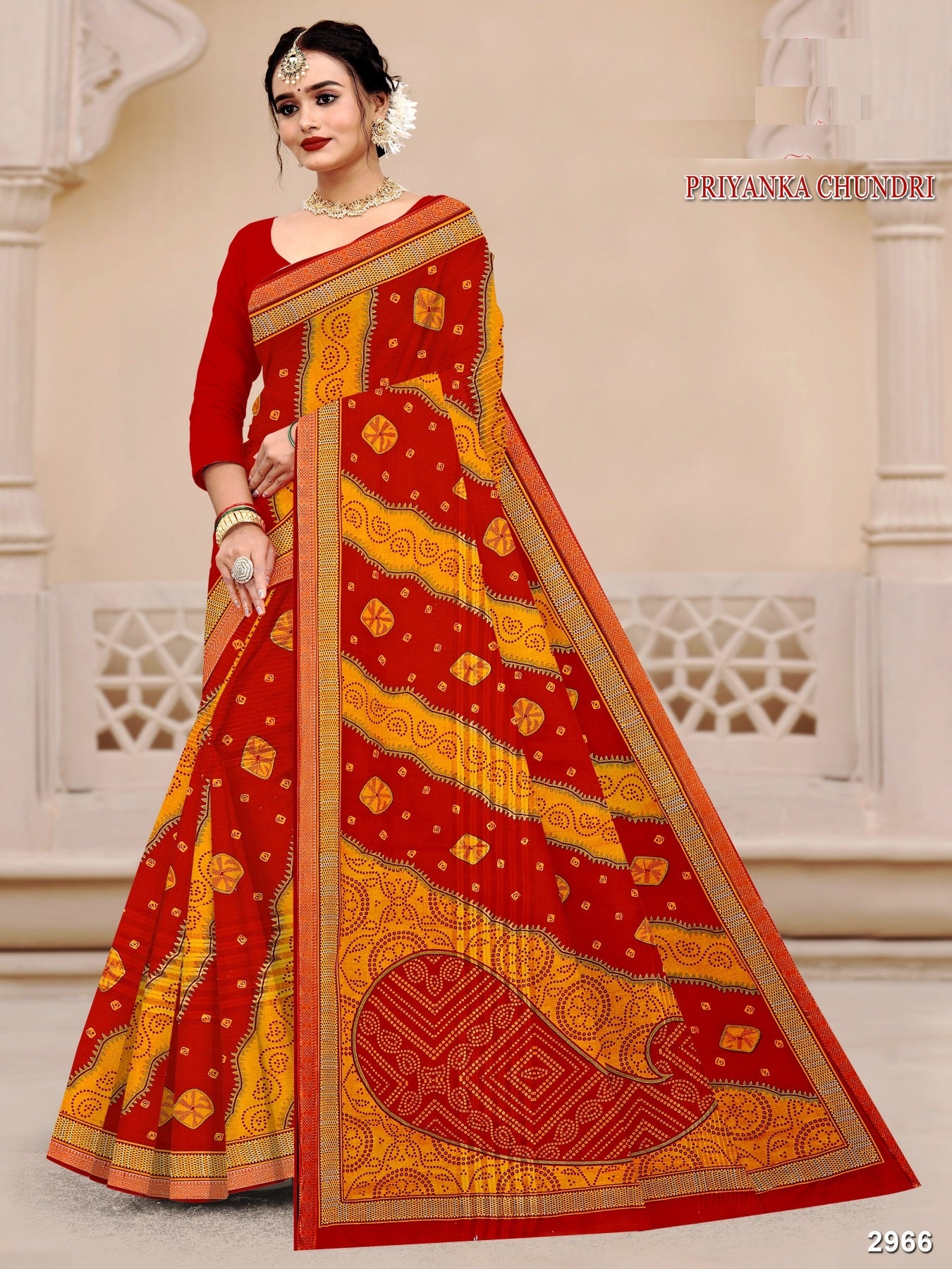 Priyanka Chundri Fancy Cotton Printed Saree – 10 Pcs Set M.R. Saree Emporium