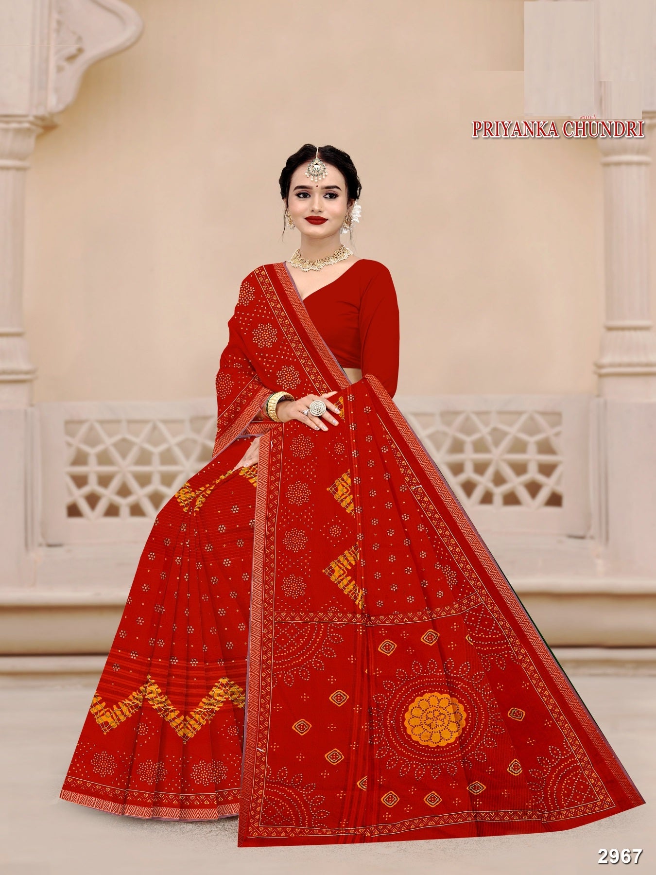 Priyanka Chundri Fancy Cotton Printed Saree – 10 Pcs Set M.R. Saree Emporium